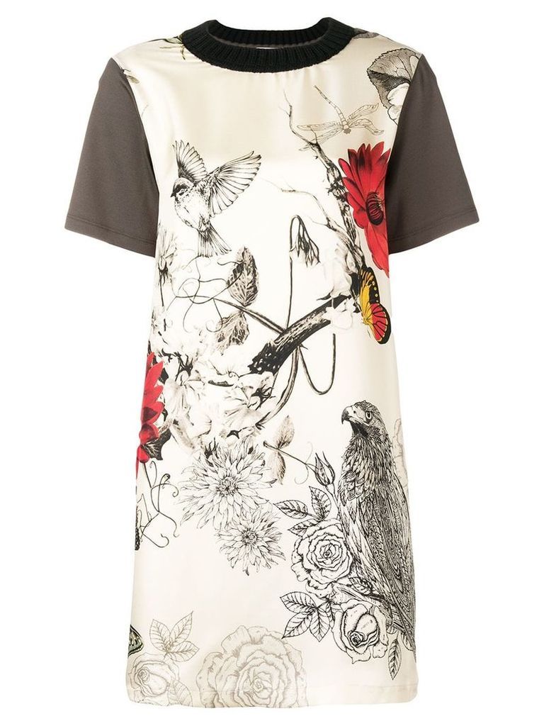 Moncler bird print T-shirt dress - NEUTRALS