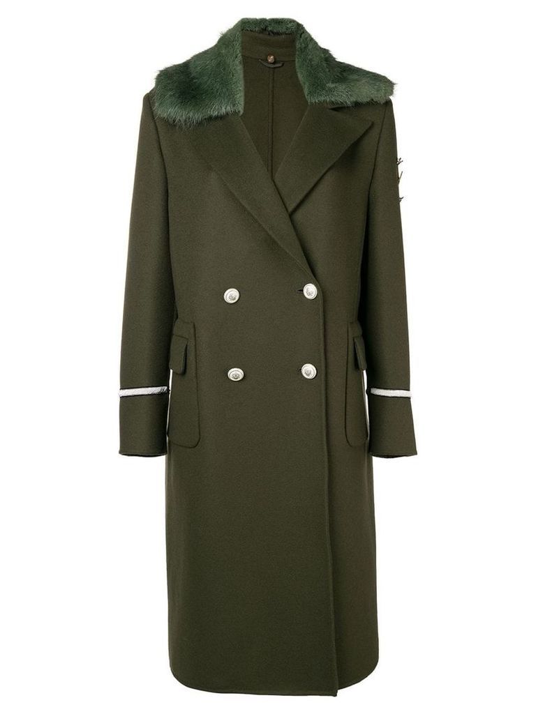Ermanno Scervino faux fur trim double breasted coat - Green