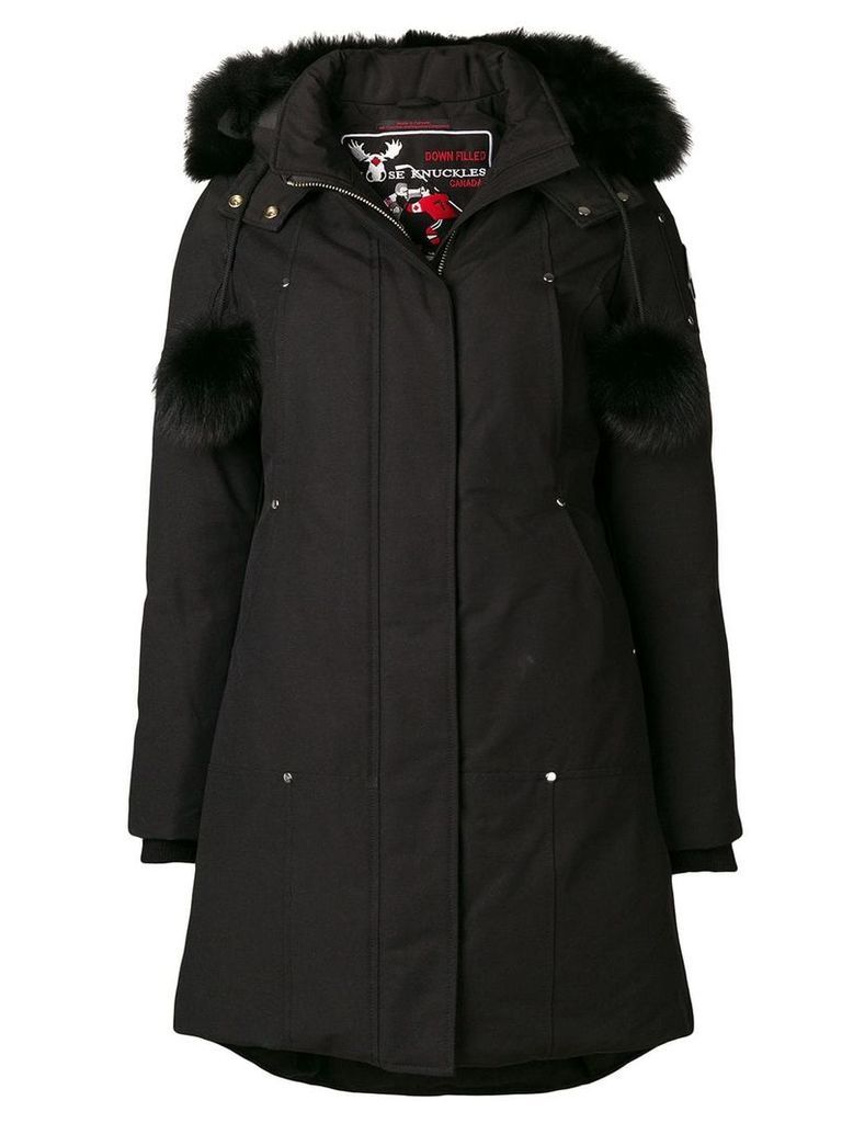 Moose Knuckles zipped fur-trim coat - Black