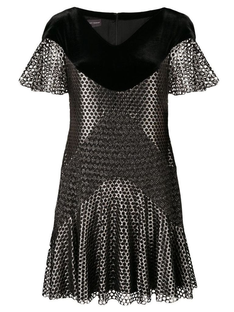 Talbot Runhof metallic mesh mini dress - Black