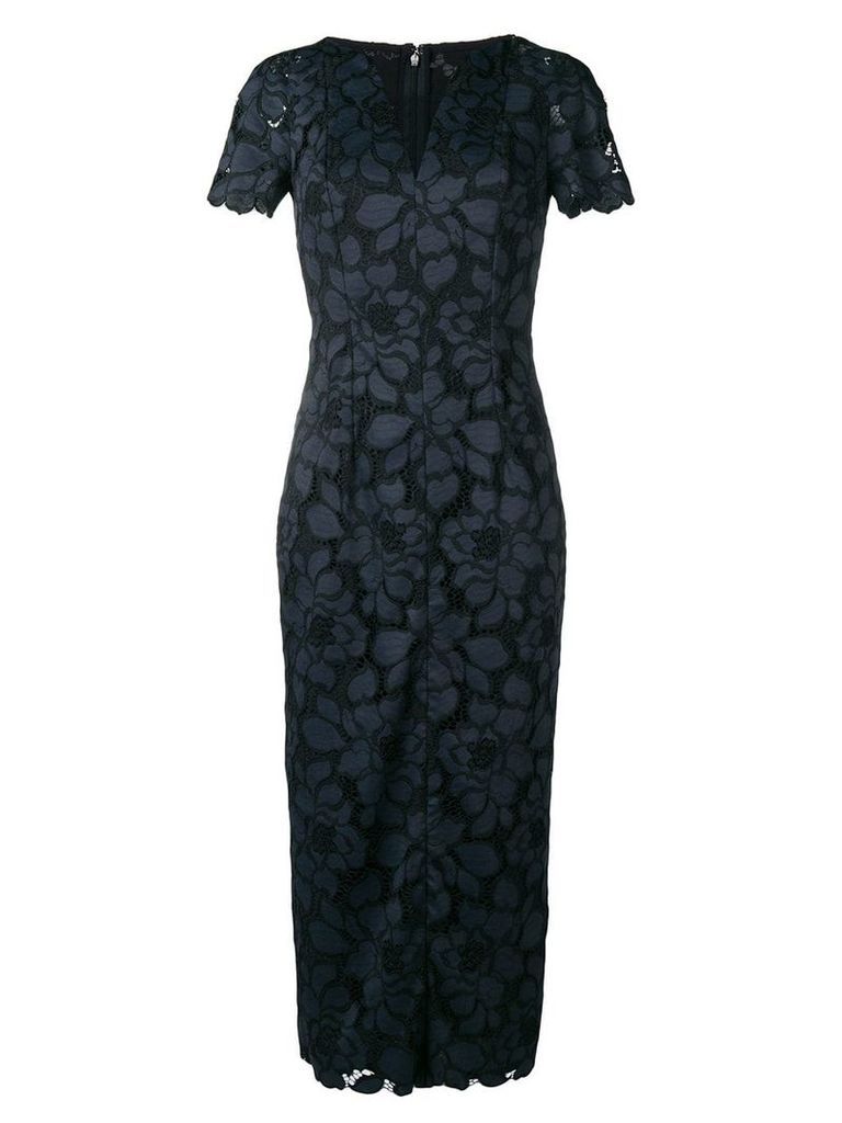 Talbot Runhof lotus lace fitted dress - Blue