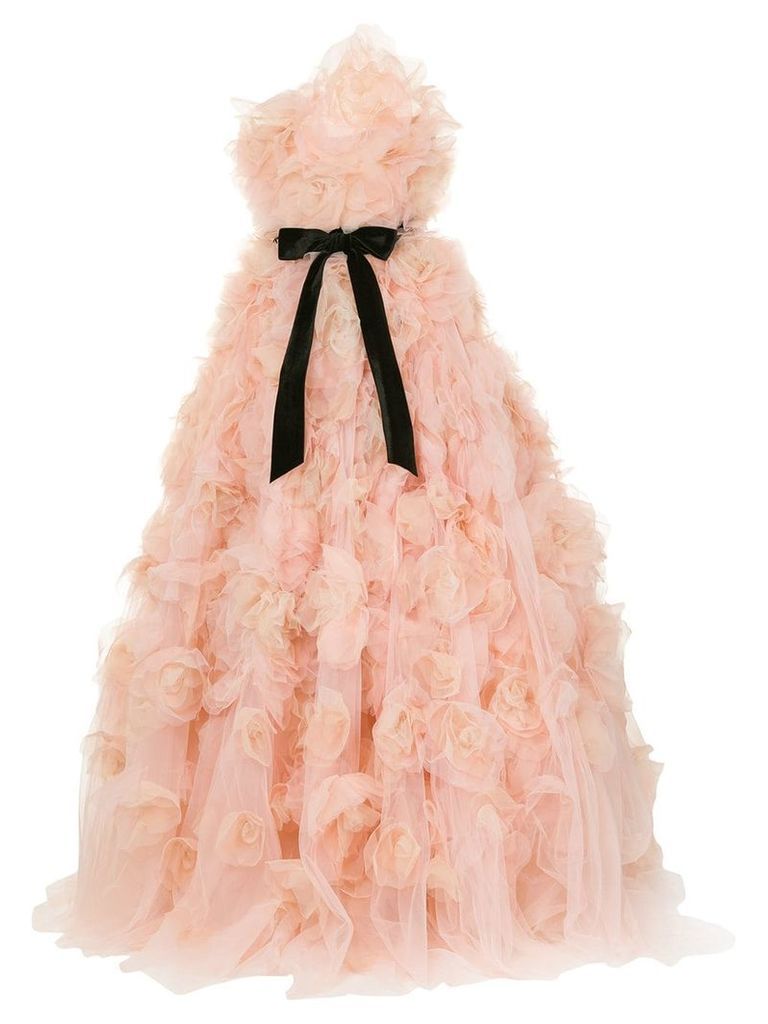 Marchesa strapless tulle degrade layered dramatic ballgown - PINK