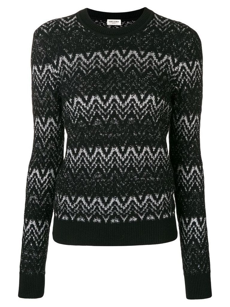 Saint Laurent lurex intarsia sweater - Black