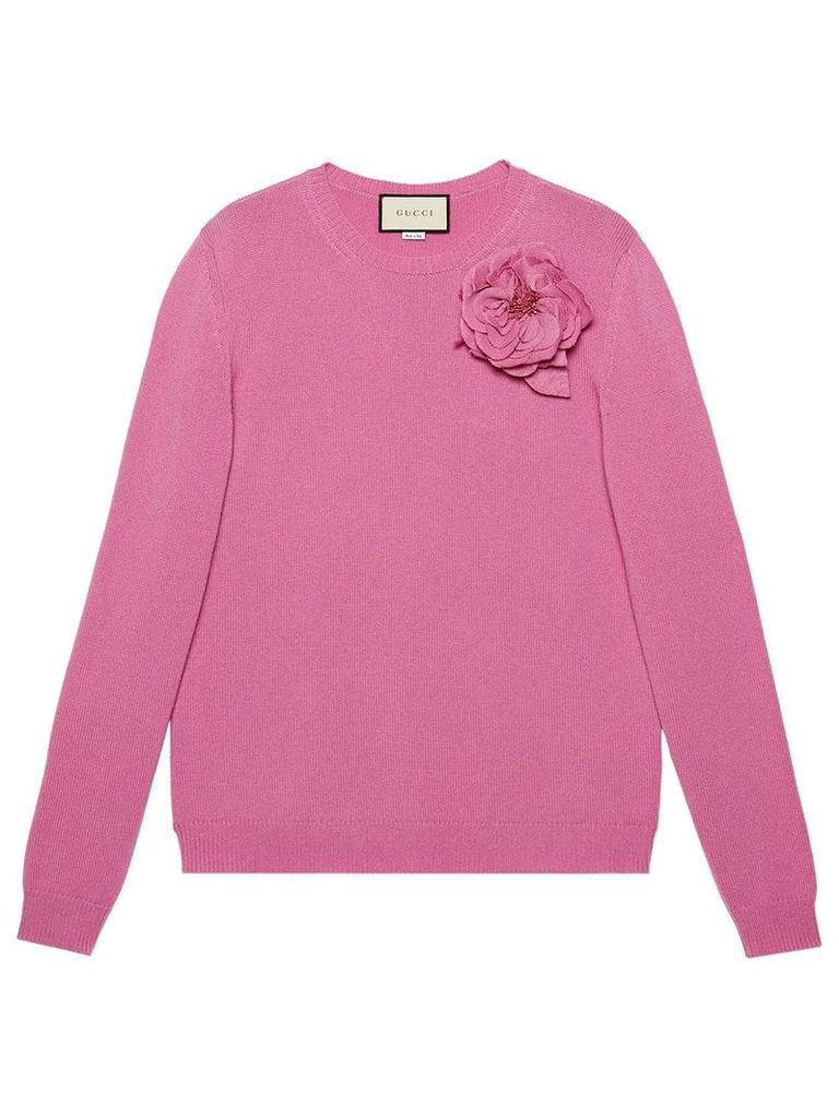 Gucci detachable rose corsage jumper - PINK