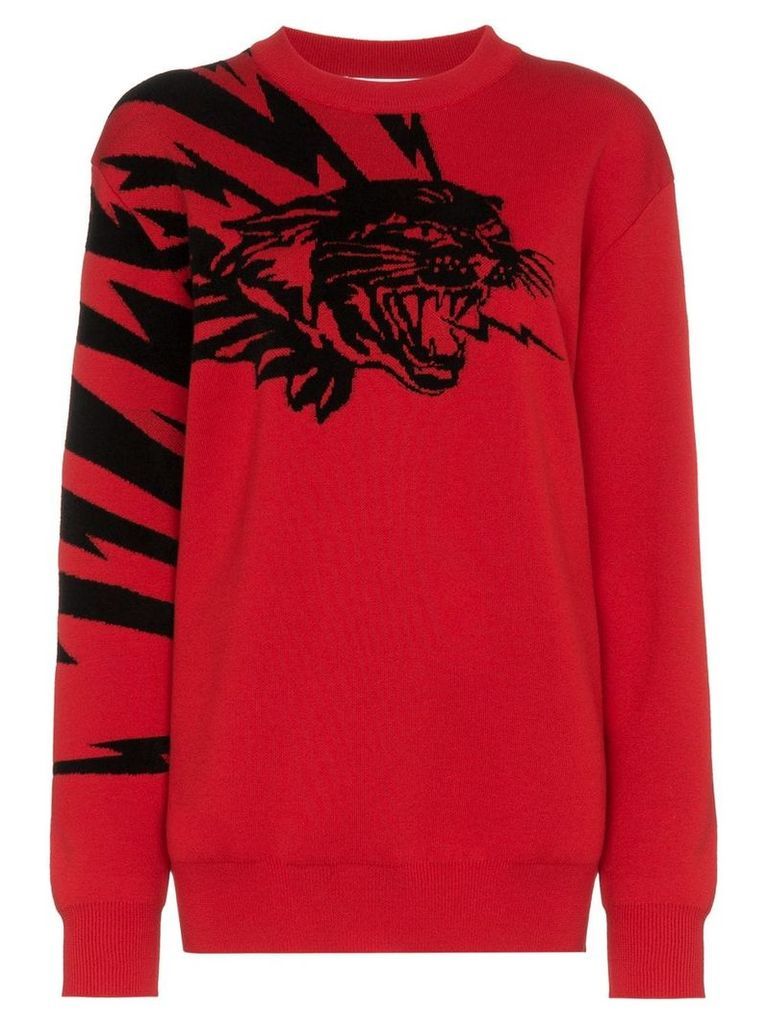 Givenchy flying cat jacquard jumper - Red