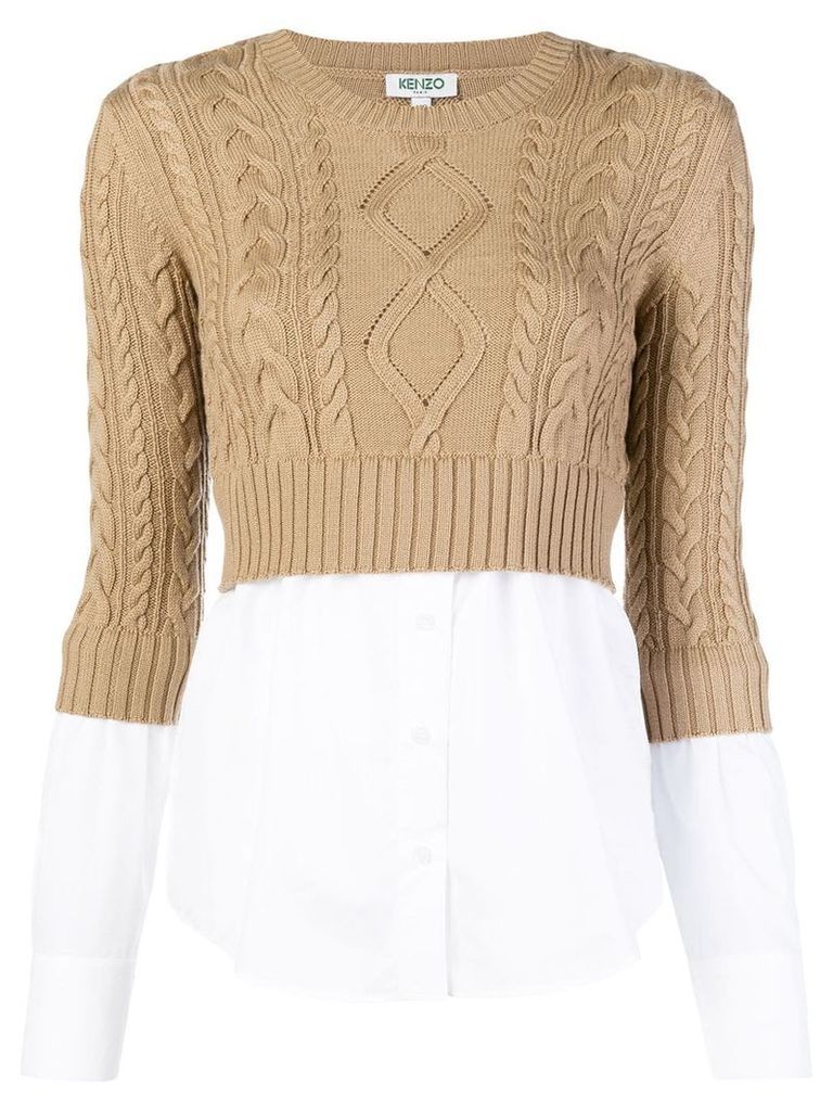 Kenzo ribbed knit contrast shirt - Neutrals