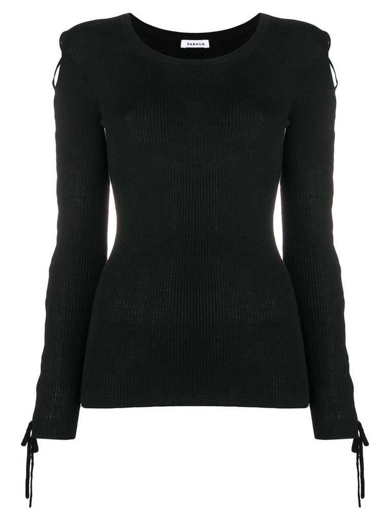 P.A.R.O.S.H. laced sleeves knitted top - Black