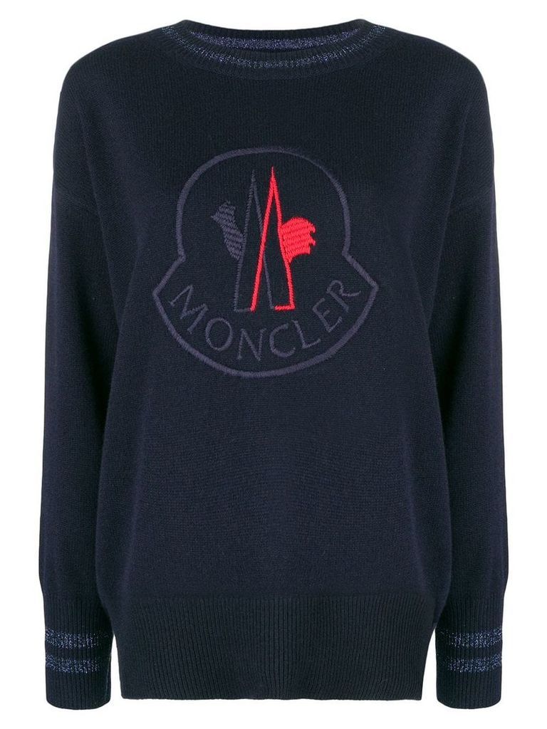 Moncler logo patch sweater - Blue