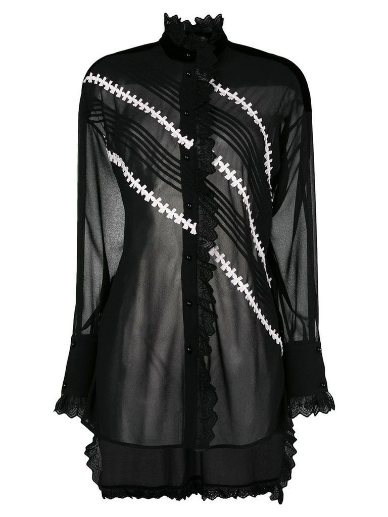 Philosophy Di Lorenzo Serafini lace trim sheer blouse - Black