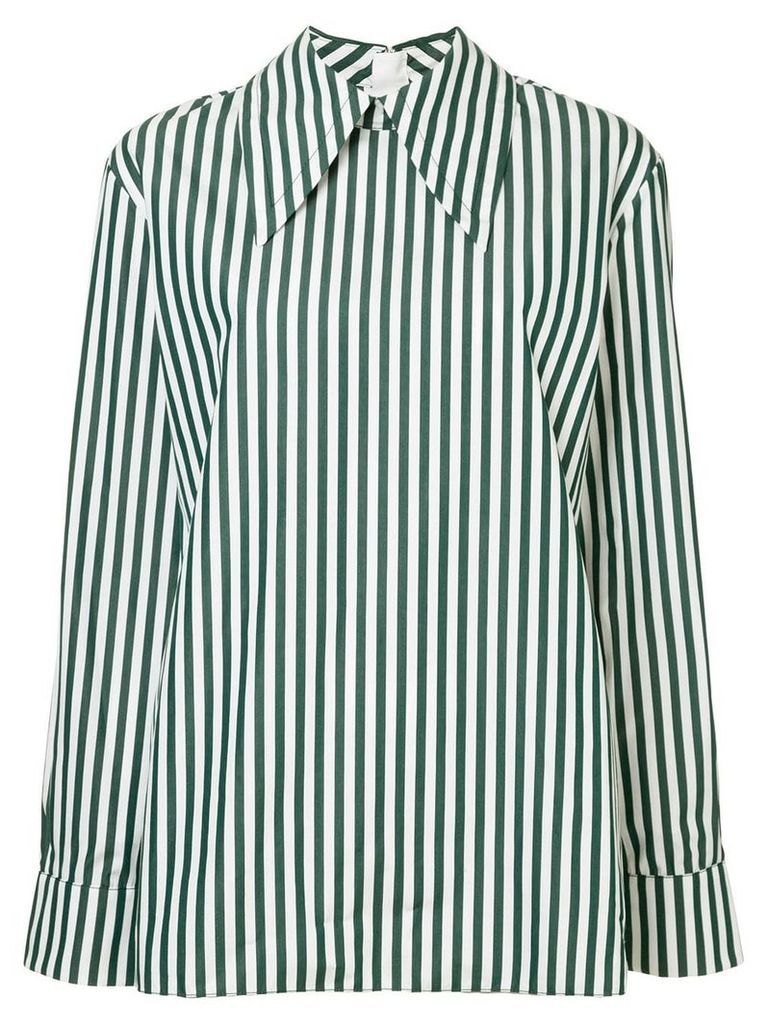 Marni striped oversized collar shirt - Green
