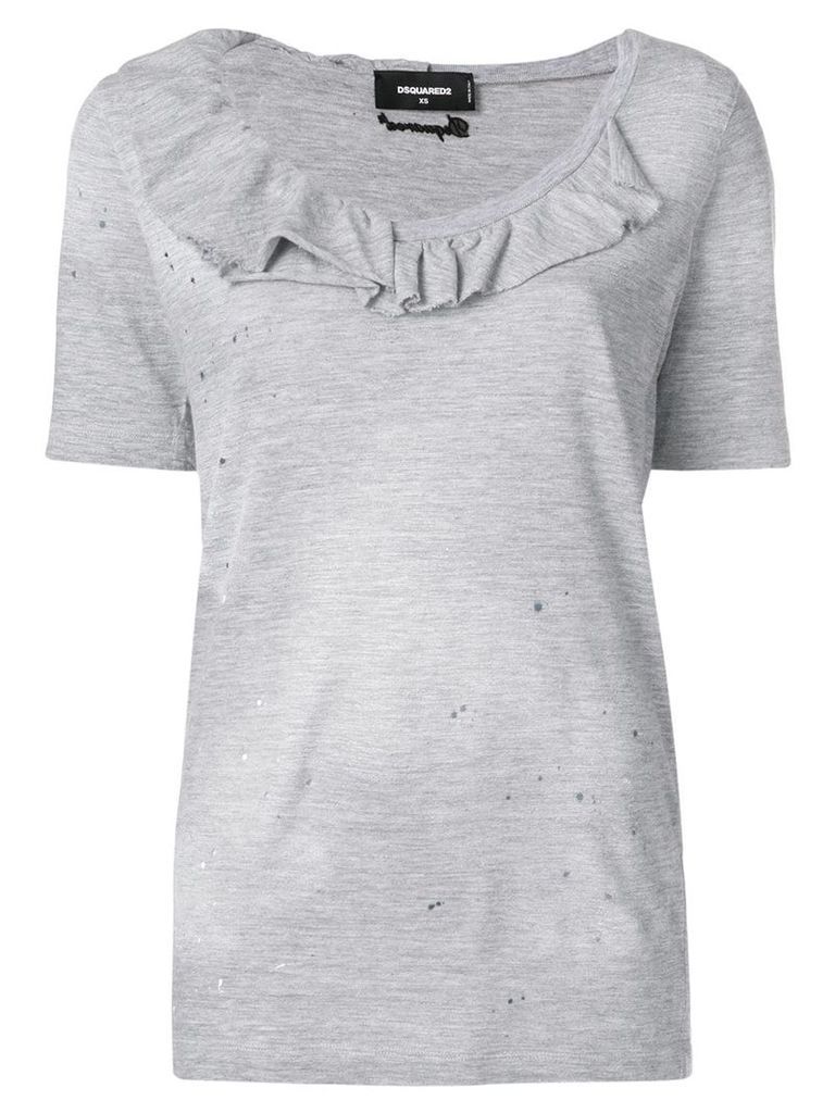 Dsquared2 ruffle-trimmed T-shirt - Grey