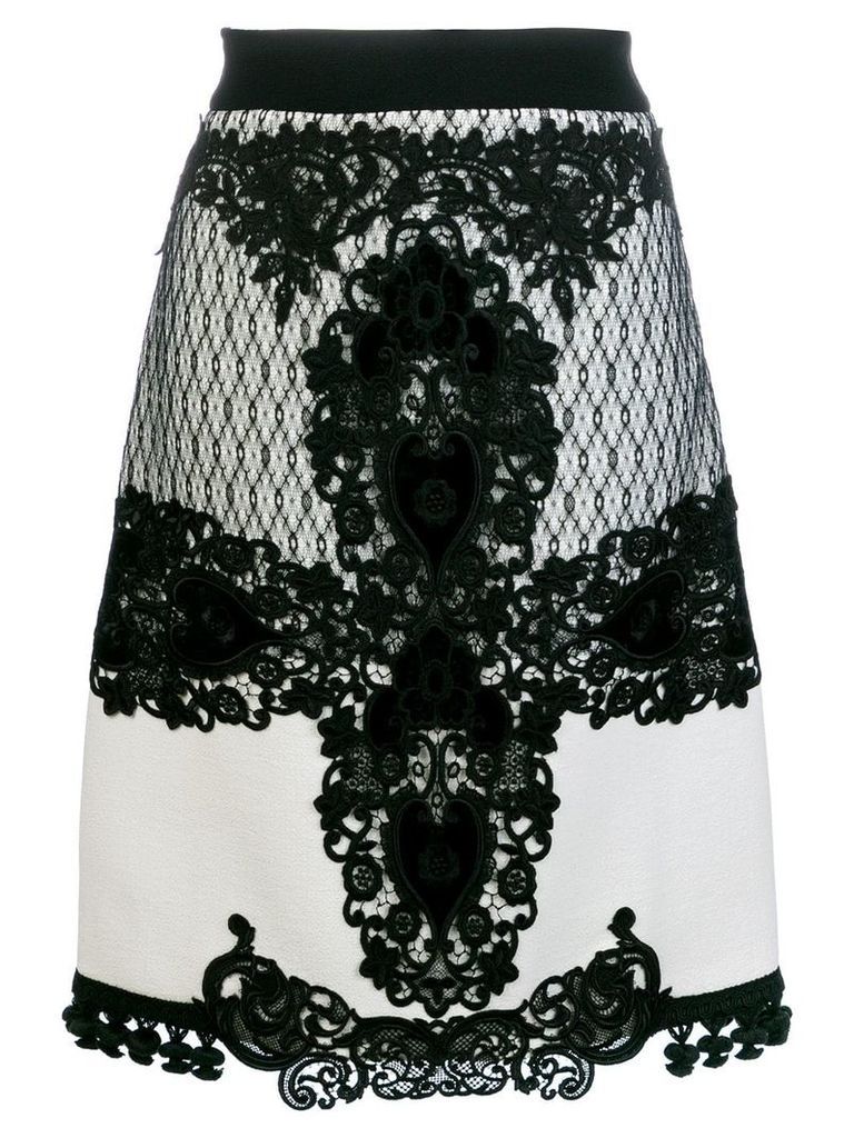 Fausto Puglisi lace embroidered midi skirt - White