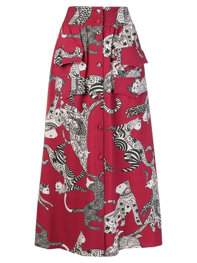 Ultràchic cat print skirt - Red