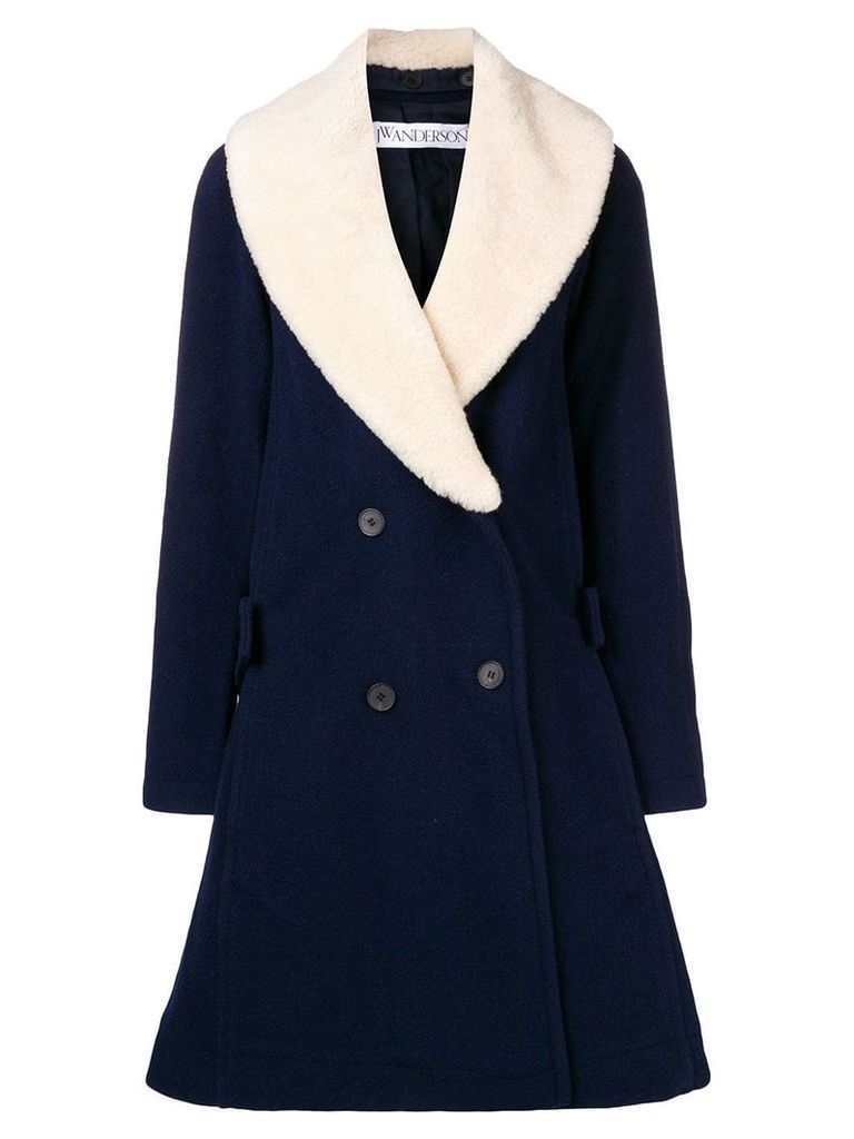 JW Anderson swing coat with shearling collar - Blue