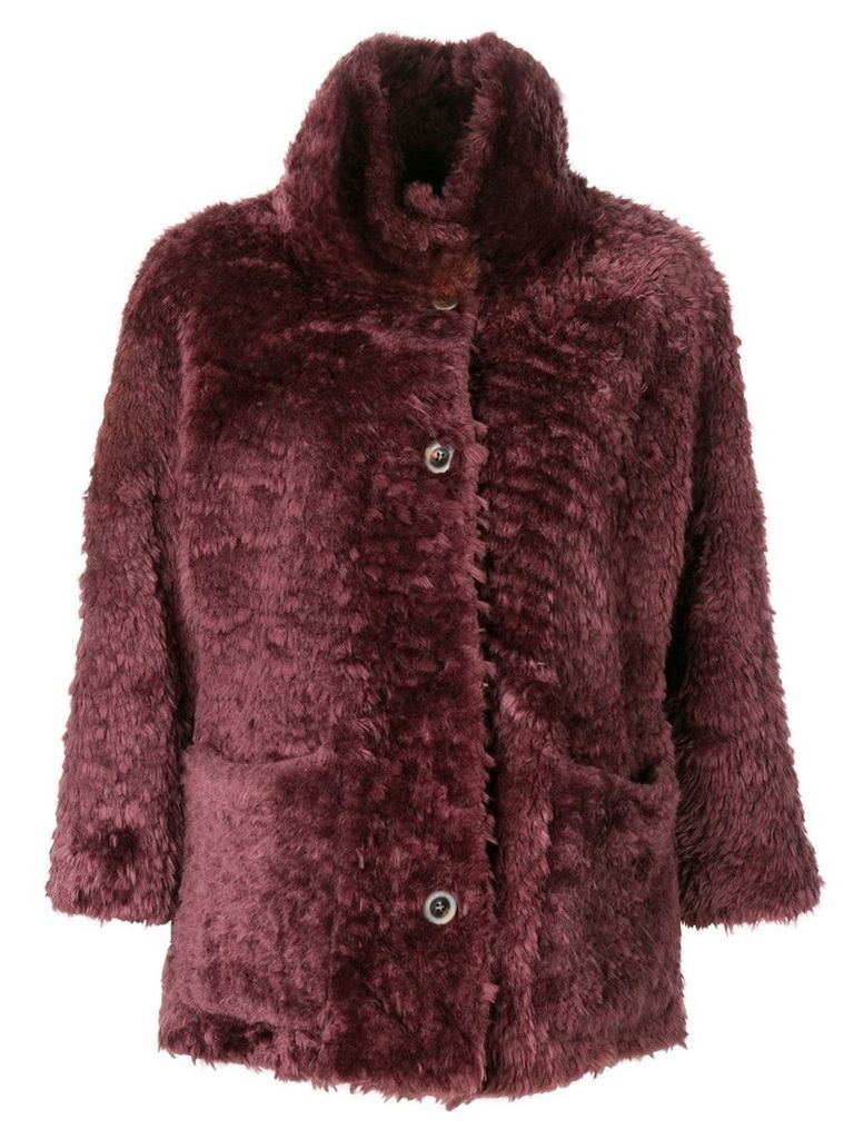 Desa Collection 3/4 sleeved fur coat - Pink