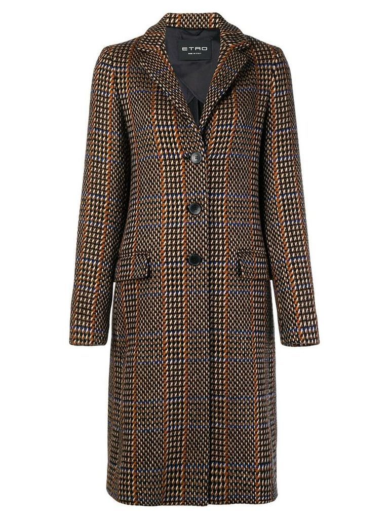 Etro patterned single breasted coat - Brown