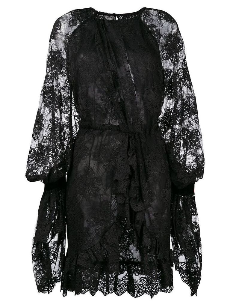Christian Pellizzari asymmetric lace dress - Black