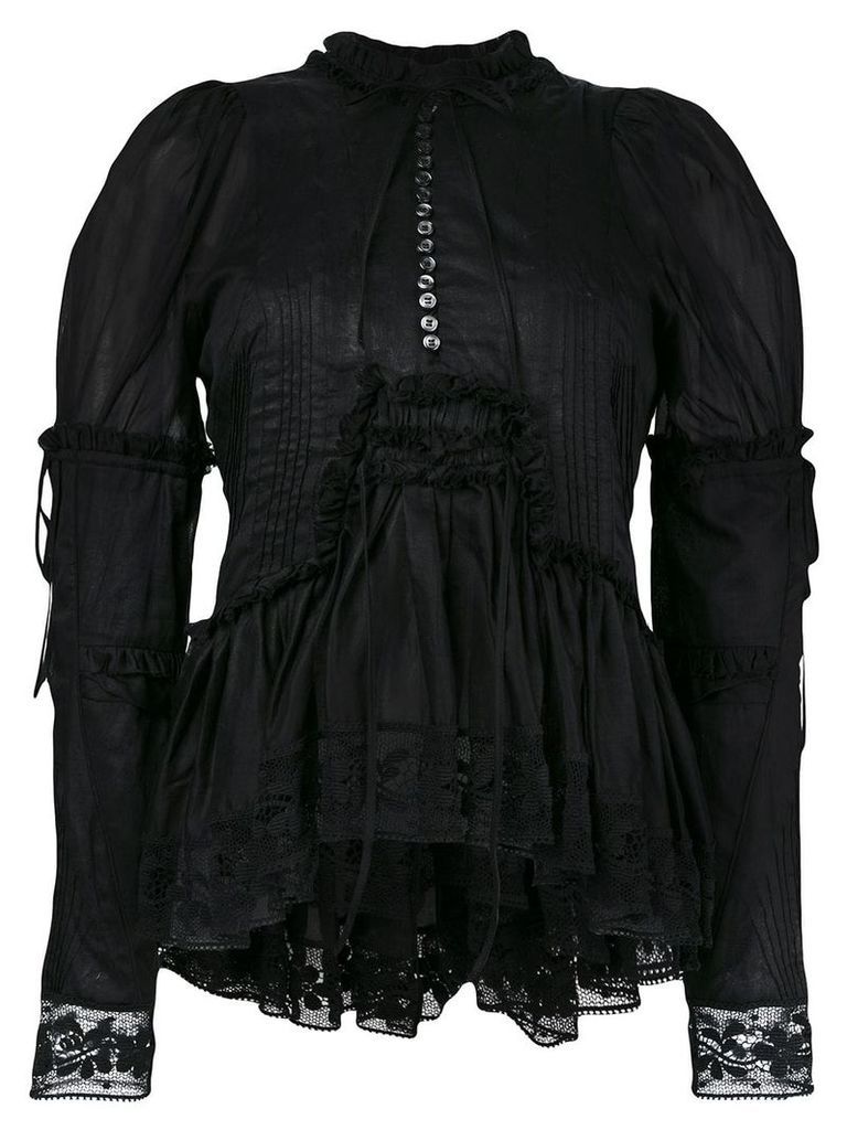 Dsquared2 ruffle trim lace blouse - Black