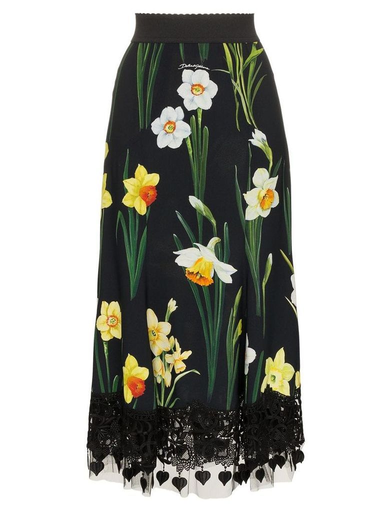 Dolce & Gabbana Printed Cady skirt - Black