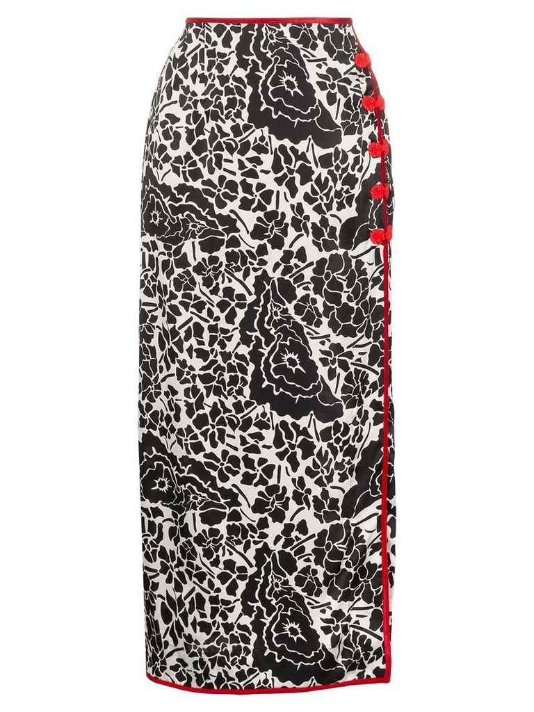 De La Vali floral printed velvet trim maxi skirt - Multicolour