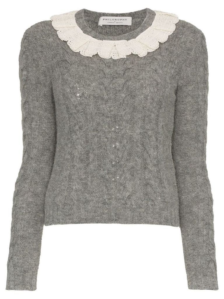 Philosophy Di Lorenzo Serafini Lace collar wool-blend sweater - Grey