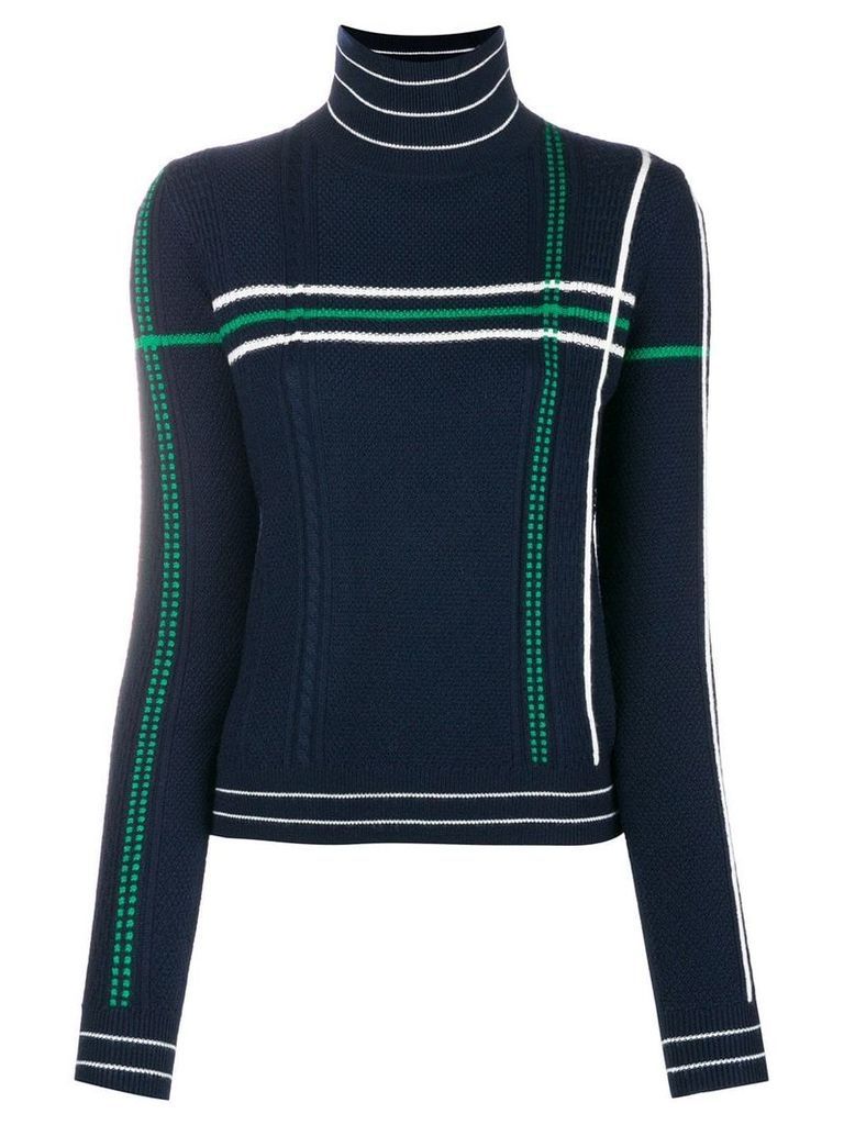 Carven striped high neck knit sweater - Blue