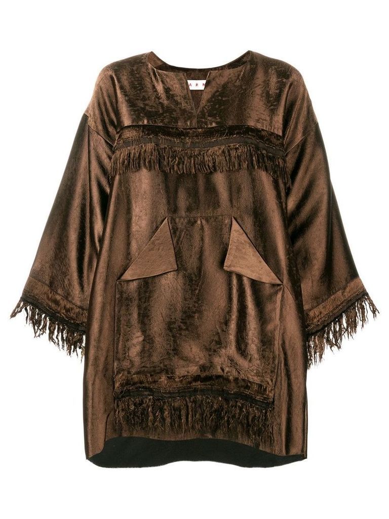 Marni oversized fringe blouse - Brown