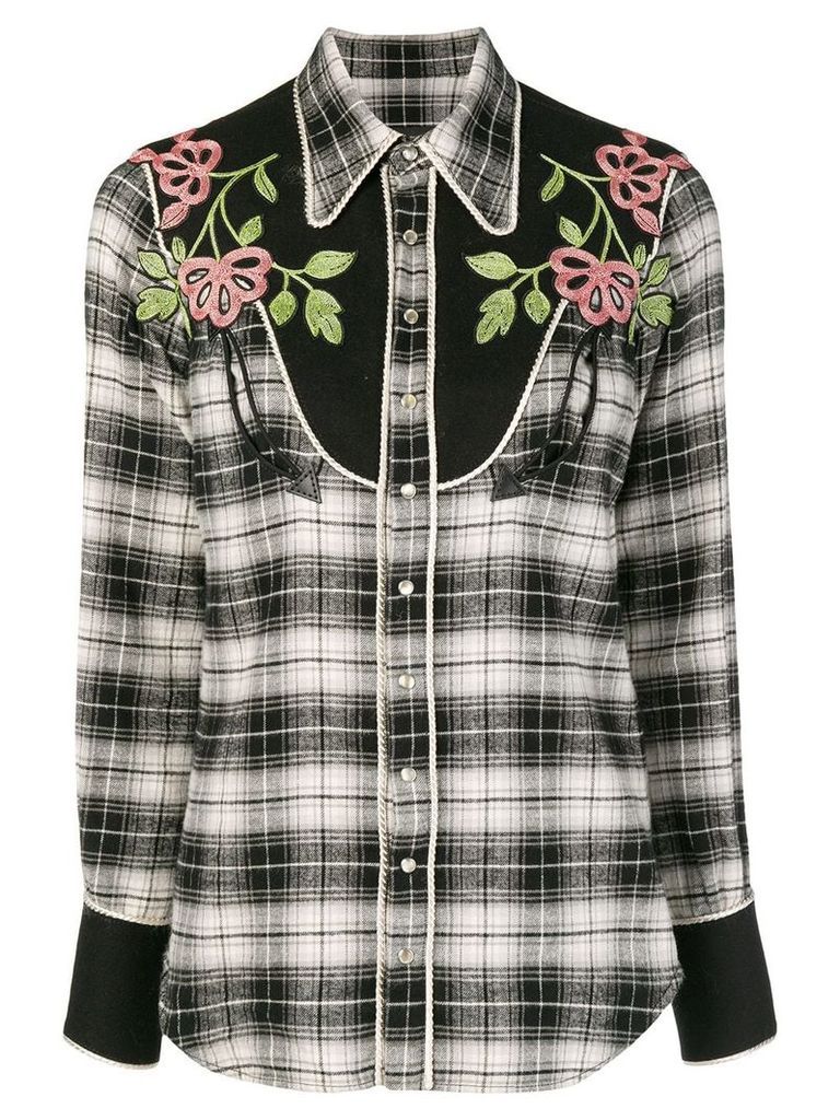 Dsquared2 floral embroidered tartan shirt - Black
