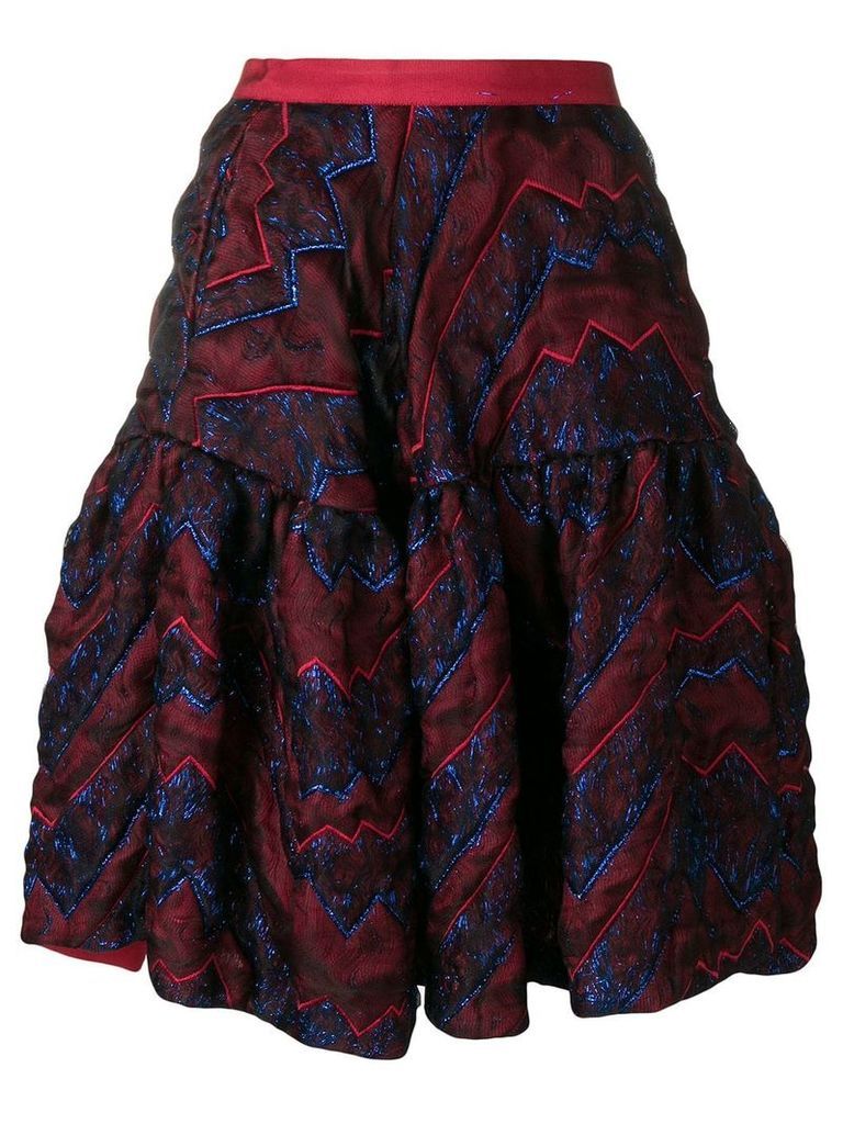 Talbot Runhof quilted metallic thread skirt - Red