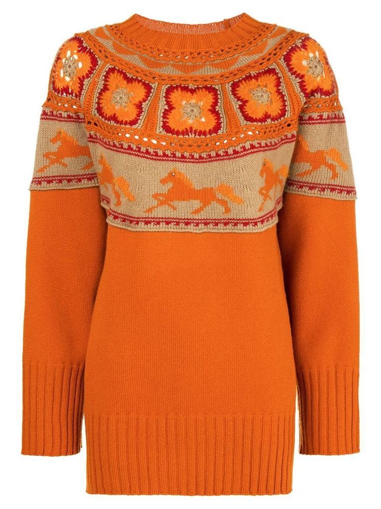 Alberta Ferretti crochet knit jumper - Orange