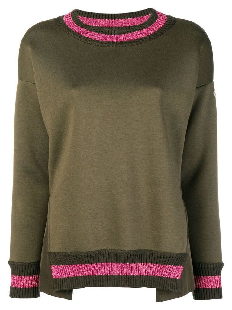 Moncler lurex stripe trim sweater - Green