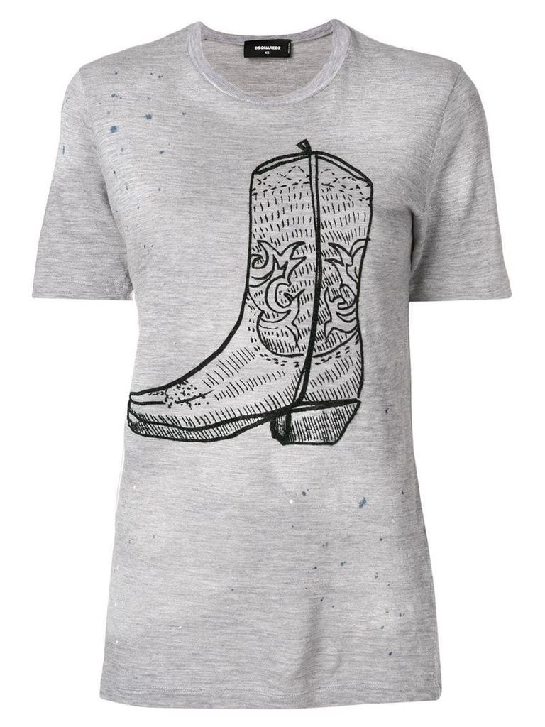 Dsquared2 cowboy boot print T-shirt - Grey