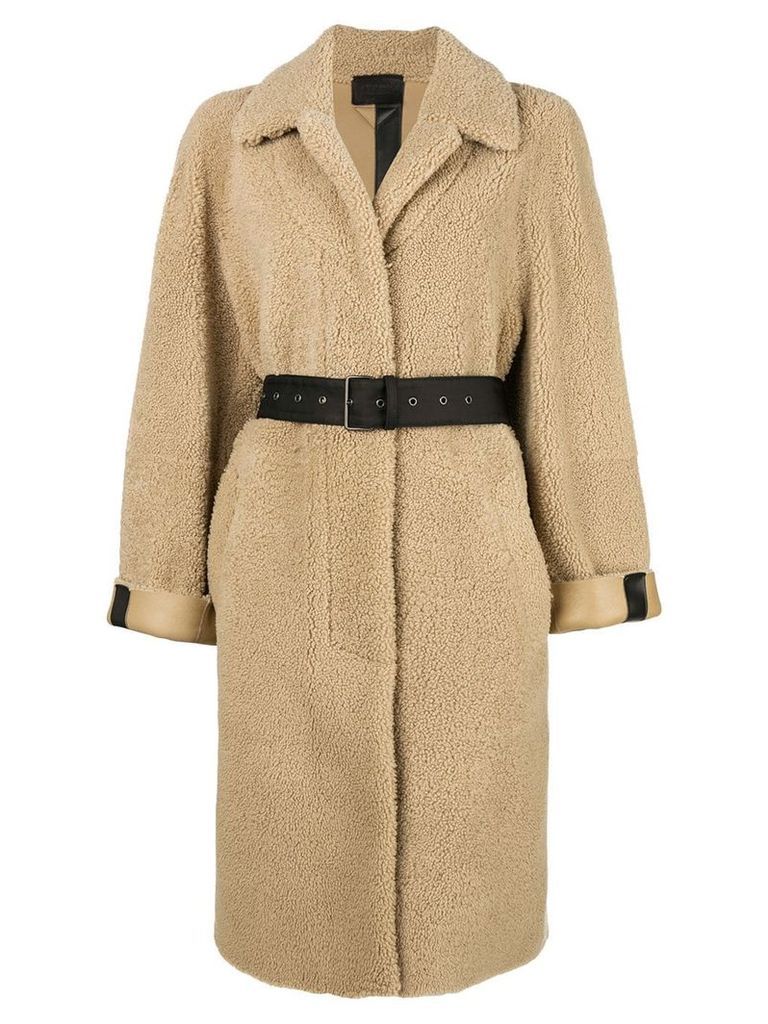 Prada belted coat - NEUTRALS