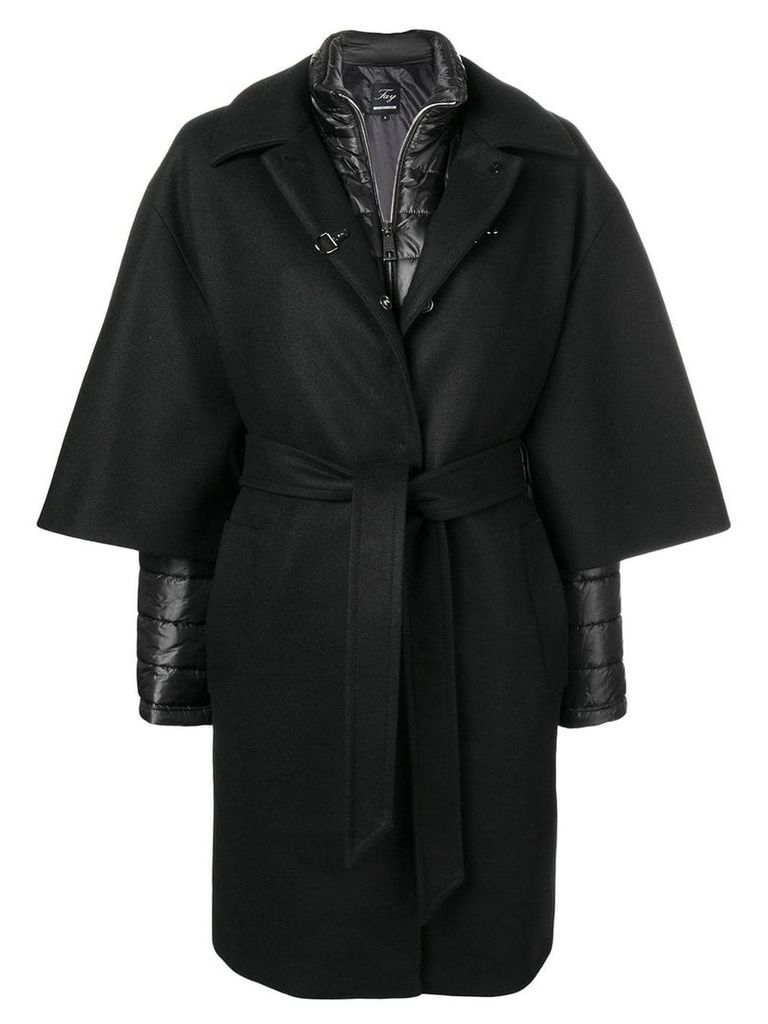 Fay layered single breasted coat - Black