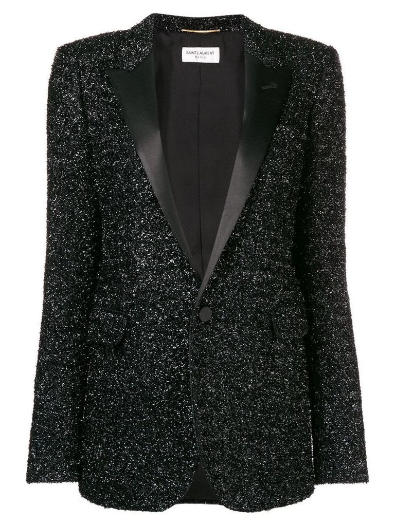 Saint Laurent tuxedo style sequin blazer - Black