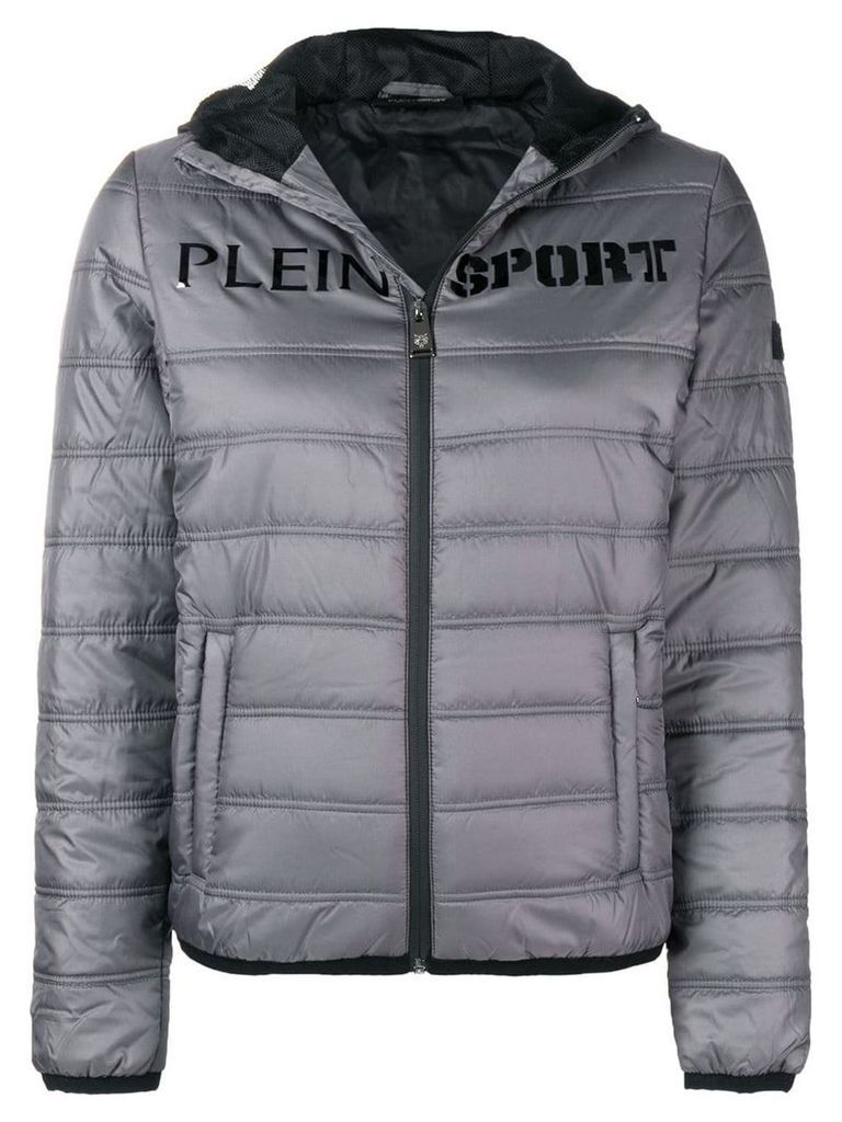 Plein Sport logo print padded jacket - Grey