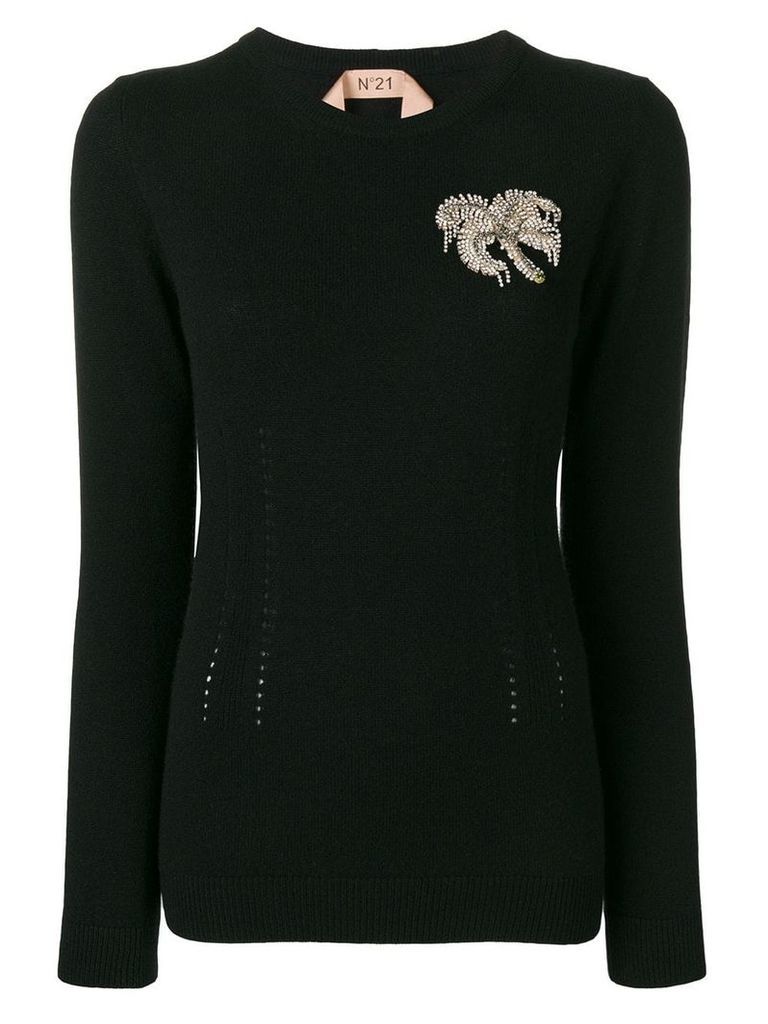 Nº21 knitted embellished jumper - Black
