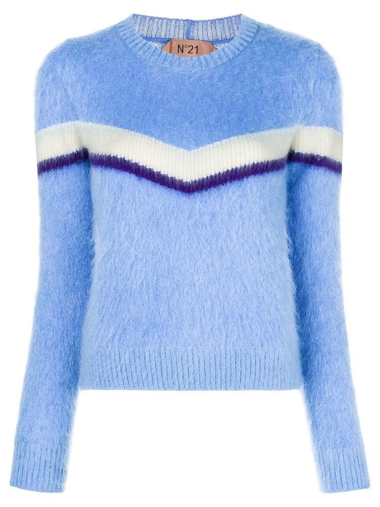Nº21 striped furry jumper - Blue