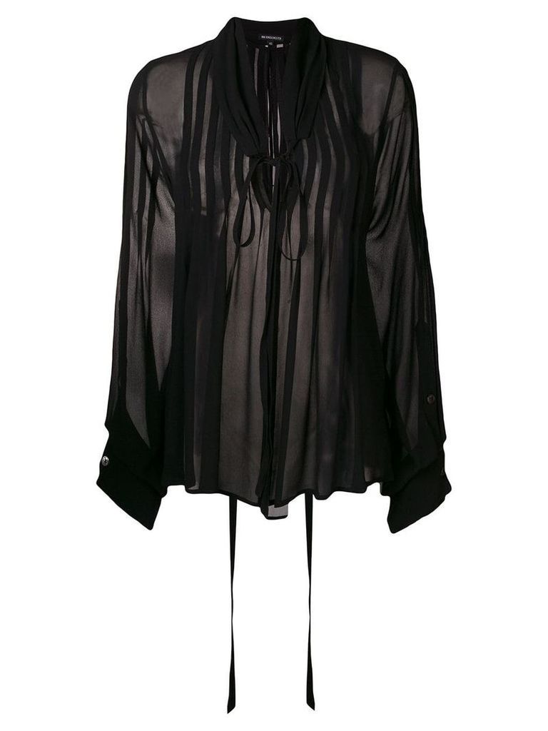 Ann Demeulemeester pintucked chiffon blouse - Black