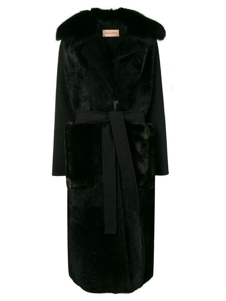 Yves Salomon long shearling coat - Black