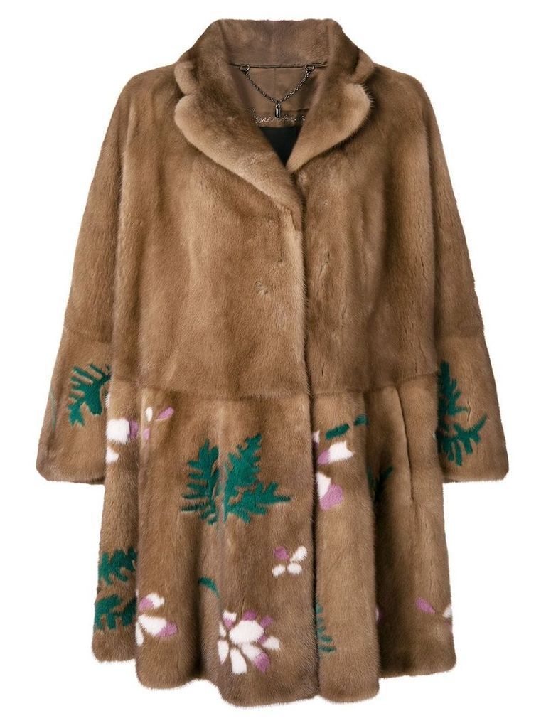 Liska floral pattern mink coat - Brown