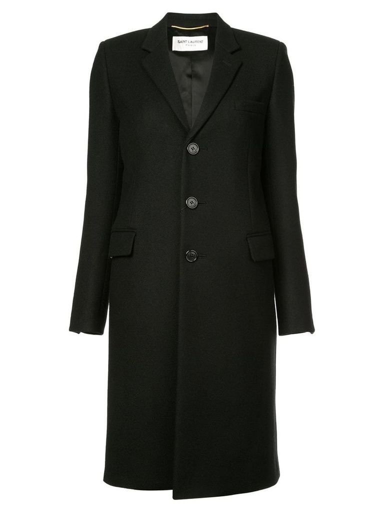 Saint Laurent single-breasted fitted coat - Black