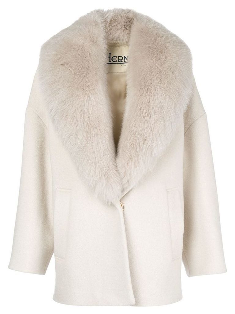 Herno fur-collared coat - Neutrals