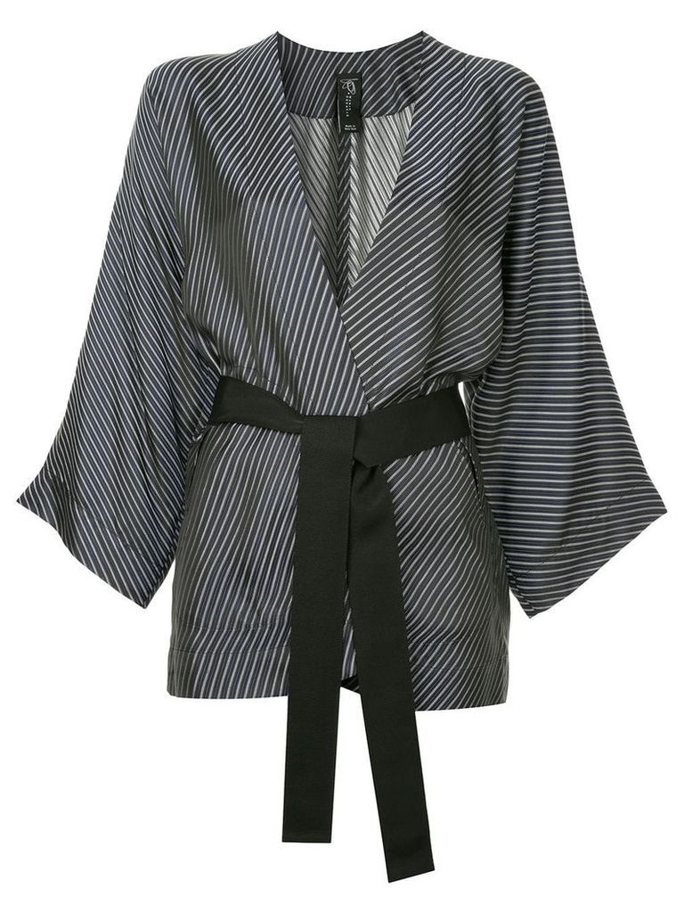 Zero + Maria Cornejo diagonal stripe kimono blazer - Black
