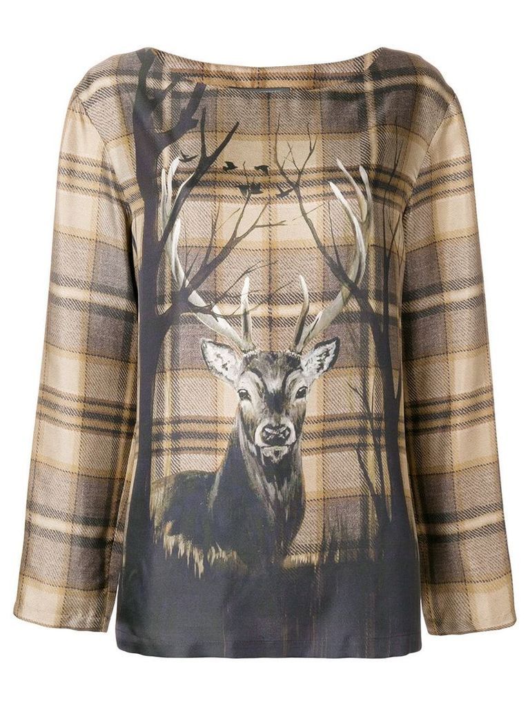 Alberta Ferretti deer print blouse - Brown