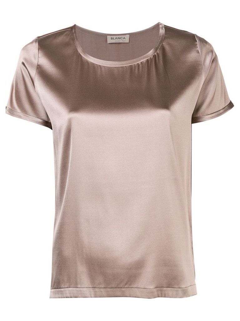 Blanca Vita short-sleeve metallic blouse - Brown