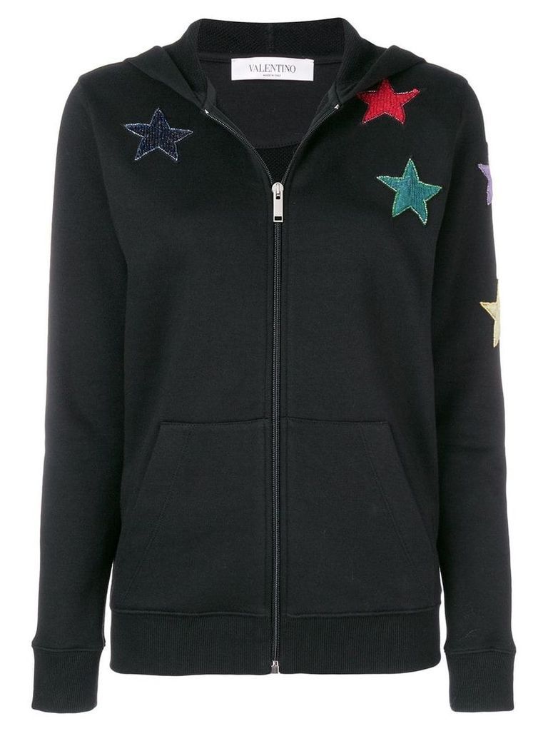 Valentino star embroidered hoodie - Black