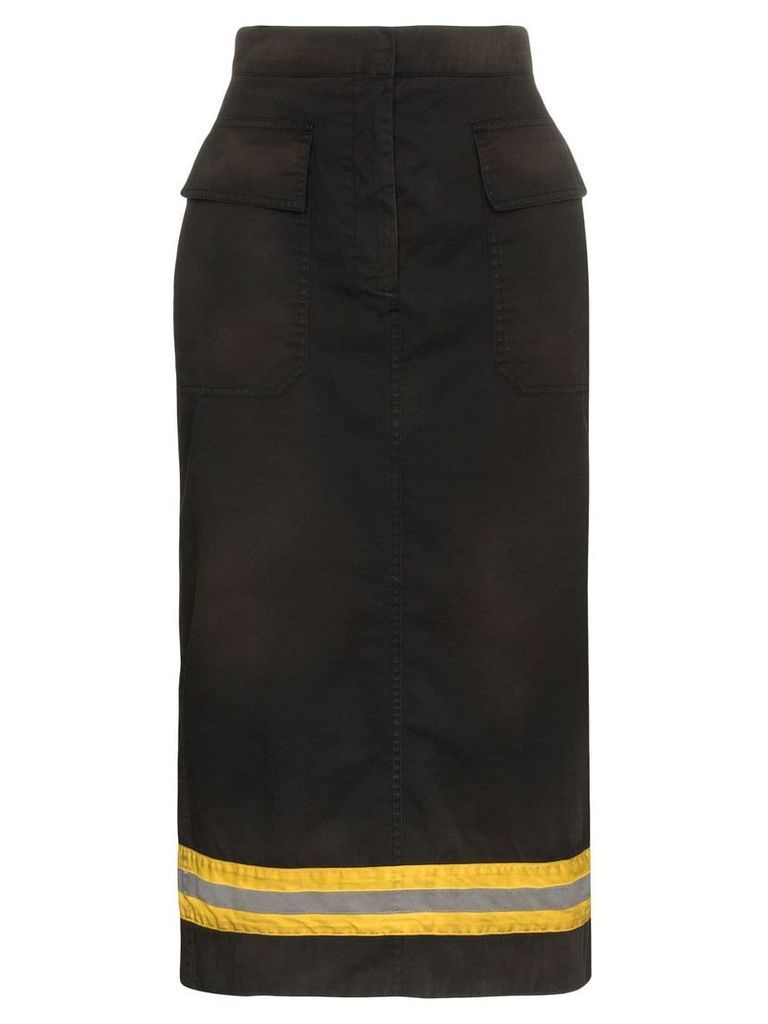 Calvin Klein 205W39nyc High-Waist Reflective Stripe Midi Skirt - Black
