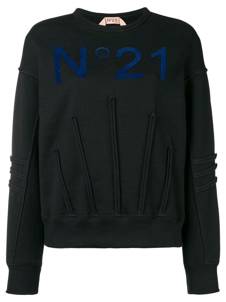 Nº21 piped details logo sweater - Black