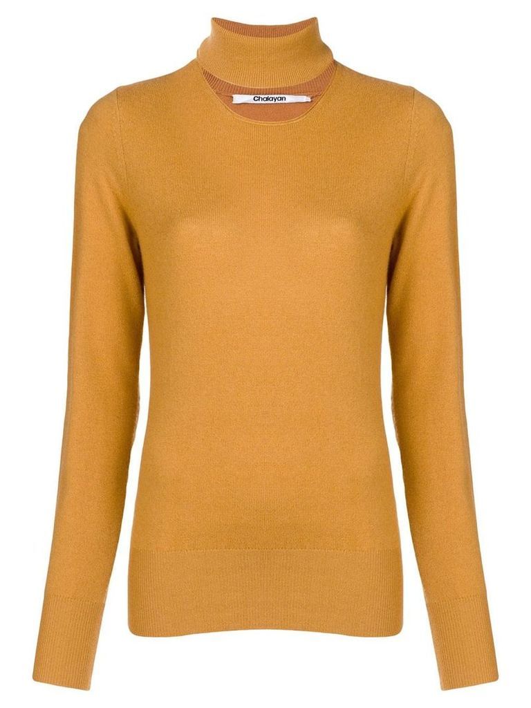 Chalayan split neck sweater - Yellow